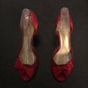 Fioni By Payless Red Heeled Sandals Sz 11M